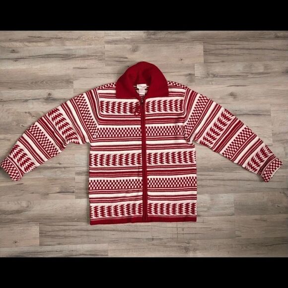 Crystal Kobe Red & White Zip Up Sweater Size S - Picture 1 of 3
